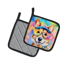 Load image into Gallery viewer, Corgi Hippie Dawg Pot Holders - Set of 2 Decorative Kitchen Helpers | Made in the USA