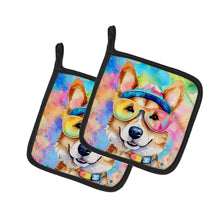 Load image into Gallery viewer, Corgi Hippie Dawg Pot Holders - Set of 2 Decorative Kitchen Helpers | Made in the USA