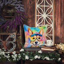 Load image into Gallery viewer, Corgi Hippie Dawg Throw Pillow - 14x14 Decorative Pillow – Art for Your Home &amp; Patio