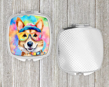 Load image into Gallery viewer, Corgi Hippie Dawg Compact Mirror – Stylish Purse Mirror with Artistic Covers