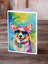 Load image into Gallery viewer, Corgi Hippie Dawg Greeting Cards - Blank Note Cards – 8-Pack of Artist-Designed Cards with Envelopes
