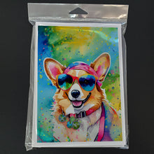 Load image into Gallery viewer, Corgi Hippie Dawg Greeting Cards - Blank Note Cards – 8-Pack of Artist-Designed Cards with Envelopes