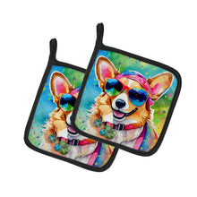 Load image into Gallery viewer, Corgi Hippie Dawg Pot Holders - Set of 2 Decorative Kitchen Helpers | Made in the USA