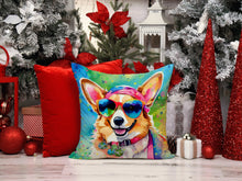 Load image into Gallery viewer, Corgi Hippie Dawg Throw Pillow - 14x14 Decorative Pillow – Art for Your Home &amp; Patio
