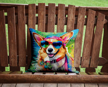 Load image into Gallery viewer, Corgi Hippie Dawg Throw Pillow - 14x14 Decorative Pillow – Art for Your Home &amp; Patio