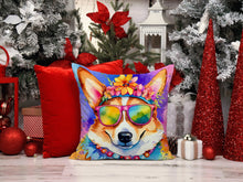 Load image into Gallery viewer, Corgi Hippie Dawg Throw Pillow - 14x14 Decorative Pillow – Art for Your Home &amp; Patio