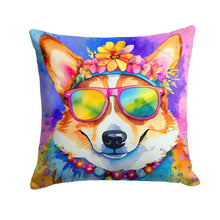 Load image into Gallery viewer, Corgi Hippie Dawg Throw Pillow - 14x14 Decorative Pillow – Art for Your Home &amp; Patio