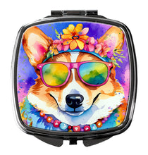 Load image into Gallery viewer, Corgi Hippie Dawg Compact Mirror – Stylish Purse Mirror with Artistic Covers