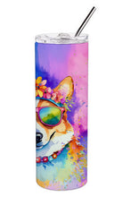 Load image into Gallery viewer, Corgi Hippie Dawg Stainless Steel Skinny Tumbler