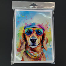 Load image into Gallery viewer, Dachshund Hippie Dawg Greeting Cards - Blank Note Cards – 8-Pack of Artist-Designed Cards with Envelopes