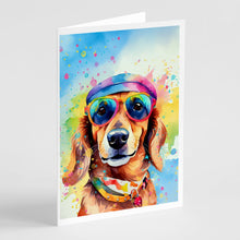 Load image into Gallery viewer, Dachshund Hippie Dawg Greeting Cards - Blank Note Cards – 8-Pack of Artist-Designed Cards with Envelopes