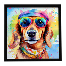 Load image into Gallery viewer, Dachshund Hippie Dawg Framed Metal Print