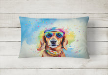 Load image into Gallery viewer, Dachshund Hippie Dawg Fabric Decorative Pillow