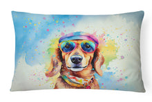 Load image into Gallery viewer, Dachshund Hippie Dawg Fabric Decorative Pillow