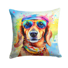 Load image into Gallery viewer, Dachshund Hippie Dawg Throw Pillow - 14x14 Decorative Pillow – Art for Your Home &amp; Patio