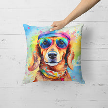 Load image into Gallery viewer, Dachshund Hippie Dawg Fabric Decorative Pillow