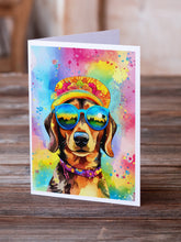 Load image into Gallery viewer, Dachshund Hippie Dawg Greeting Cards - Blank Note Cards – 8-Pack of Artist-Designed Cards with Envelopes
