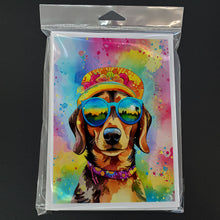 Load image into Gallery viewer, Dachshund Hippie Dawg Greeting Cards - Blank Note Cards – 8-Pack of Artist-Designed Cards with Envelopes