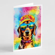 Load image into Gallery viewer, Dachshund Hippie Dawg Greeting Cards - Blank Note Cards – 8-Pack of Artist-Designed Cards with Envelopes