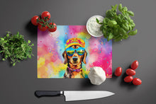 Load image into Gallery viewer, Dachshund Hippie Dawg Glass Cutting Boards – Durable, Decorative Kitchen Art Large
