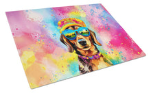 Load image into Gallery viewer, Dachshund Hippie Dawg Glass Cutting Boards – Durable, Decorative Kitchen Art Large