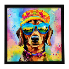 Load image into Gallery viewer, Dachshund Hippie Dawg Framed Metal Print