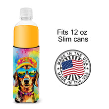 Load image into Gallery viewer, Dachshund Hippie Dawg Slim Can Huggers – Fun, Functional Drink Coolers for Every Occasion