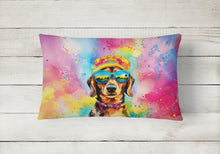Load image into Gallery viewer, Dachshund Hippie Dawg Fabric Decorative Pillow