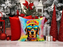 Load image into Gallery viewer, Dachshund Hippie Dawg Throw Pillow - 14x14 Decorative Pillow – Art for Your Home &amp; Patio