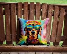 Load image into Gallery viewer, Dachshund Hippie Dawg Throw Pillow - 14x14 Decorative Pillow – Art for Your Home &amp; Patio