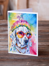 Load image into Gallery viewer, Dalmatian Hippie Dawg Greeting Cards - Blank Note Cards – 8-Pack of Artist-Designed Cards with Envelopes