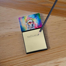 Load image into Gallery viewer, Dalmatian Hippie Dawg Sticky Note Holder- Refiilable Desk Accessory Note Pad