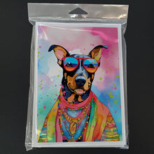 Load image into Gallery viewer, Doberman Pinscher Hippie Dawg Greeting Cards - Blank Note Cards – 8-Pack of Artist-Designed Cards with Envelopes