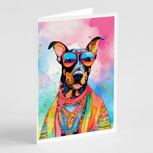 Load image into Gallery viewer, Doberman Pinscher Hippie Dawg Greeting Cards - Blank Note Cards – 8-Pack of Artist-Designed Cards with Envelopes