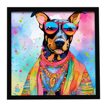 Load image into Gallery viewer, Doberman Pinscher Hippie Dawg Framed Metal Print