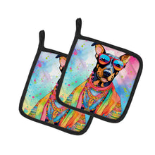Load image into Gallery viewer, Doberman Pinscher Hippie Dawg Pot Holders - Set of 2 Decorative Kitchen Helpers | Made in the USA