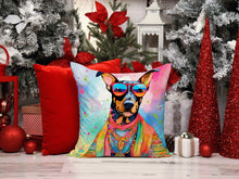 Load image into Gallery viewer, Doberman Pinscher Hippie Dawg Throw Pillow - 14x14 Decorative Pillow – Art for Your Home &amp; Patio