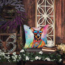Load image into Gallery viewer, Doberman Pinscher Hippie Dawg Throw Pillow - 14x14 Decorative Pillow – Art for Your Home &amp; Patio
