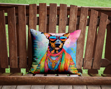 Load image into Gallery viewer, Doberman Pinscher Hippie Dawg Throw Pillow - 14x14 Decorative Pillow – Art for Your Home &amp; Patio