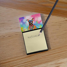Load image into Gallery viewer, Doberman Pinscher Hippie Dawg Sticky Note Holder- Refiilable Desk Accessory Note Pad