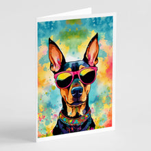 Load image into Gallery viewer, Doberman Pinscher Hippie Dawg Greeting Cards - Blank Note Cards – 8-Pack of Artist-Designed Cards with Envelopes