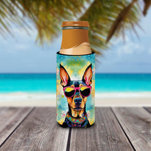Load image into Gallery viewer, Doberman Pinscher Hippie Dawg Slim Can Huggers – Fun, Functional Drink Coolers for Every Occasion