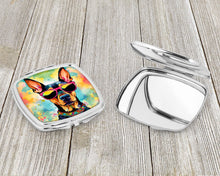 Load image into Gallery viewer, Doberman Pinscher Hippie Dawg Compact Mirror – Stylish Purse Mirror with Artistic Covers