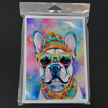 Load image into Gallery viewer, French Bulldog Hippie Dawg Greeting Cards - Blank Note Cards – 8-Pack of Artist-Designed Cards with Envelopes
