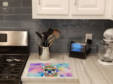 Load image into Gallery viewer, French Bulldog Hippie Dawg Glass Cutting Boards – Durable, Decorative Kitchen Art Large
