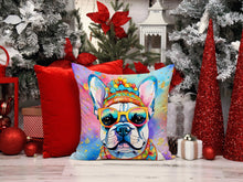 Load image into Gallery viewer, French Bulldog Hippie Dawg Throw Pillow - 14x14 Decorative Pillow – Art for Your Home &amp; Patio