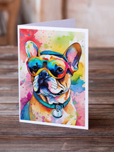 Load image into Gallery viewer, French Bulldog Hippie Dawg Greeting Cards - Blank Note Cards – 8-Pack of Artist-Designed Cards with Envelopes