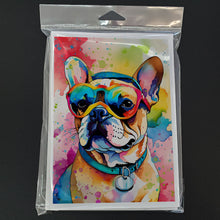 Load image into Gallery viewer, French Bulldog Hippie Dawg Greeting Cards - Blank Note Cards – 8-Pack of Artist-Designed Cards with Envelopes