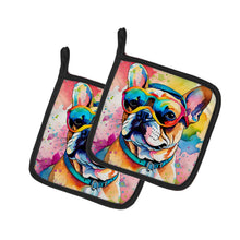 Load image into Gallery viewer, French Bulldog Hippie Dawg Pot Holders - Set of 2 Decorative Kitchen Helpers | Made in the USA