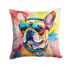 Load image into Gallery viewer, French Bulldog Hippie Dawg Throw Pillow - 14x14 Decorative Pillow – Art for Your Home &amp; Patio